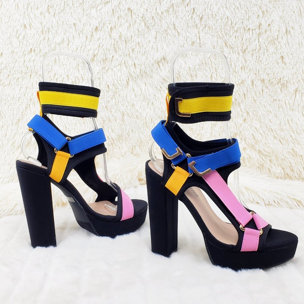 Chunky high heel harness shoe block multi_4